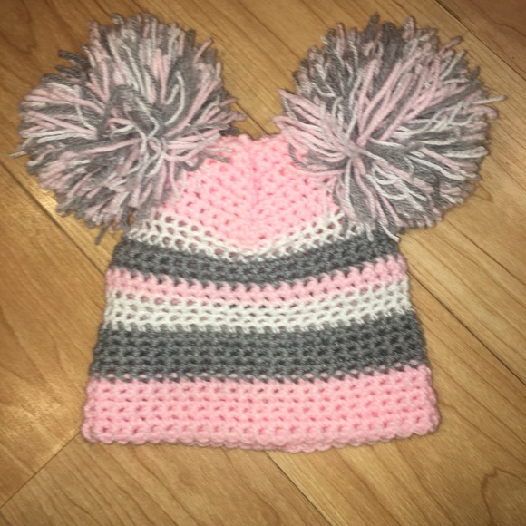 winter hat with 2 pom poms